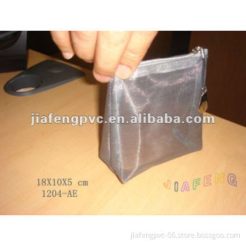 Grey Color Nylon Mesh Bag with Engraved logo zipper